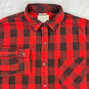 Ralph Lauren Denim & Supply Shirt Women's L Red Black Buffalo Check Twill Cotton